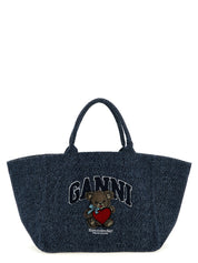 Ganni Blue Organic Cotton XXL Bear Shopping Bag
