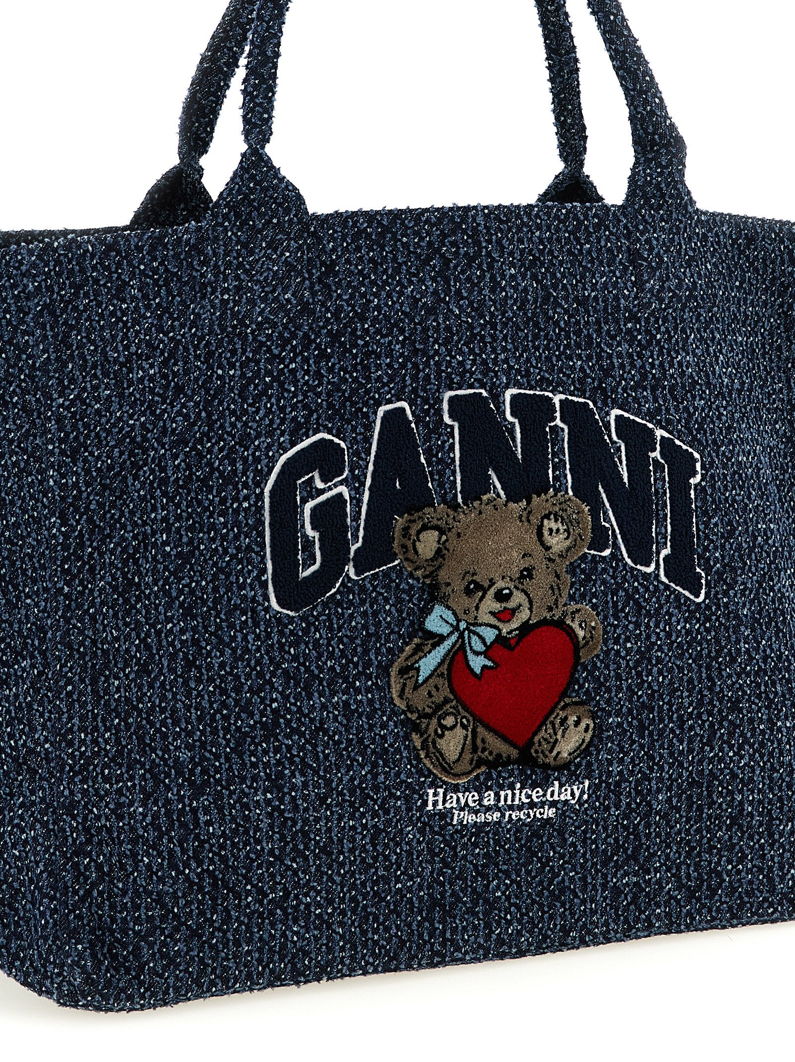 Ganni Blue Organic Cotton XXL Bear Shopping Bag