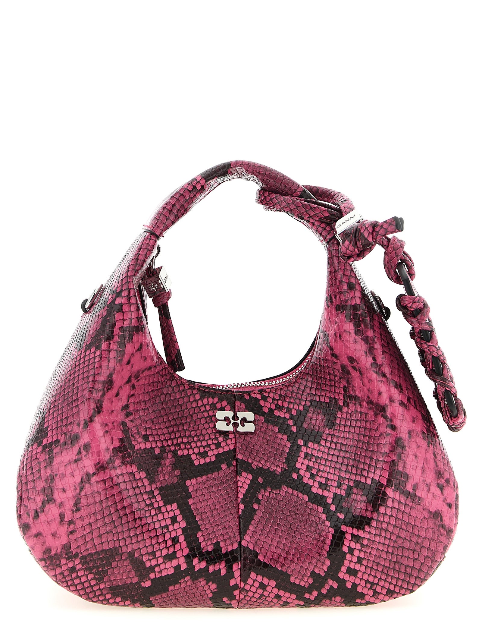 Ganni Fuchsia Recycled Polyester Mini Hobo Handbag