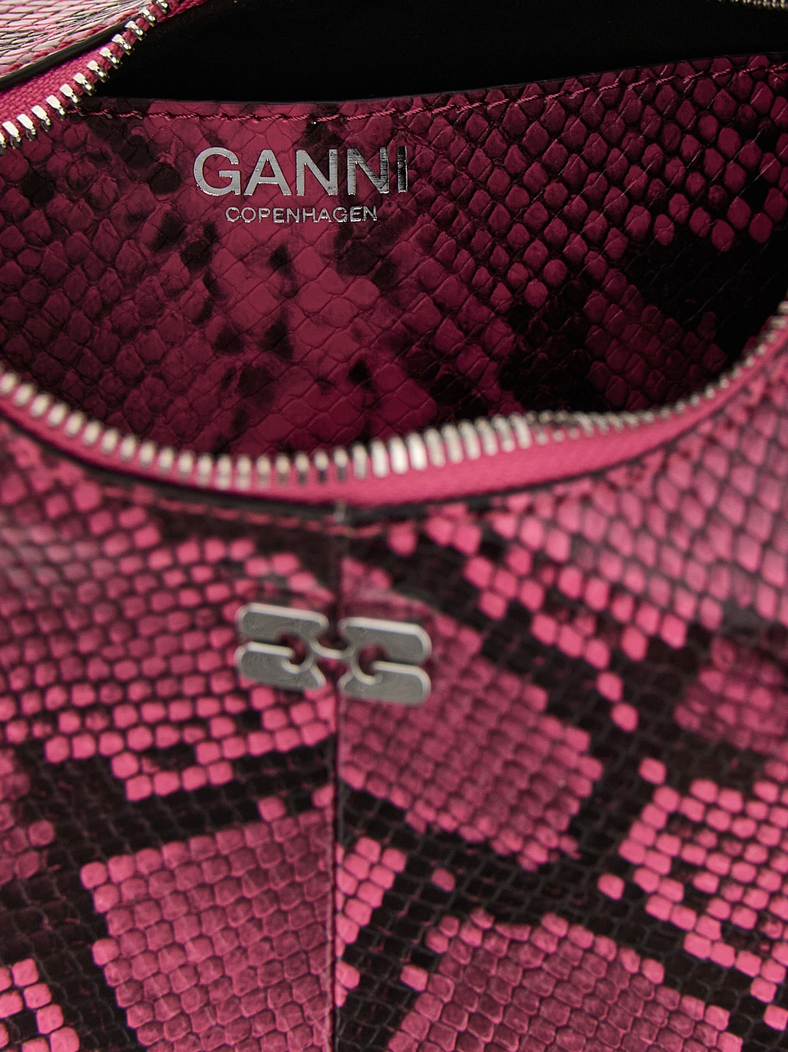Ganni Fuchsia Recycled Polyester Mini Hobo Handbag
