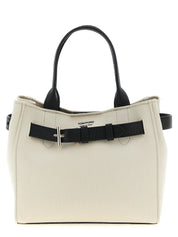 Tom Ford White/Black Cotton and Leather Shopping Bag