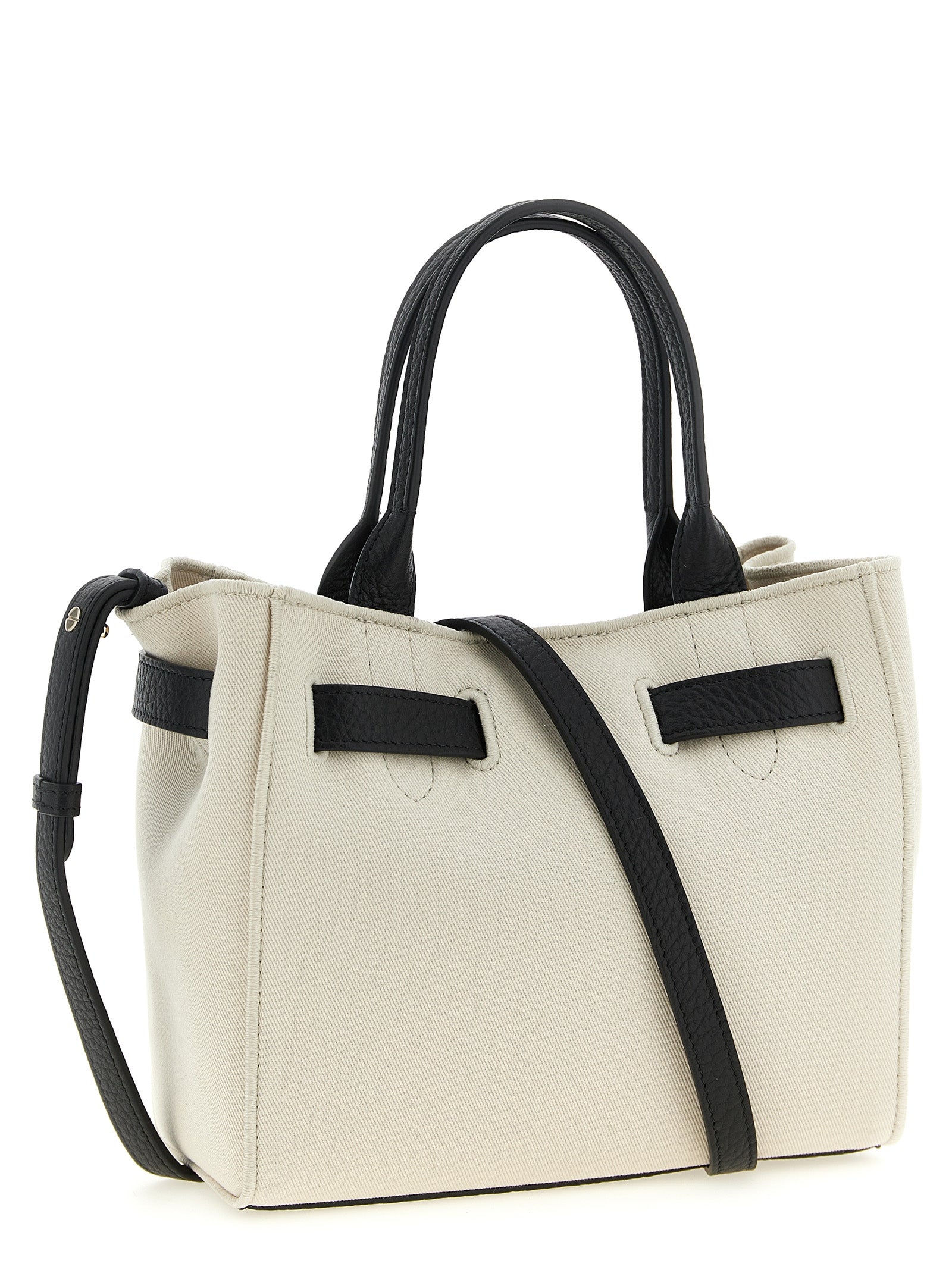 Tom Ford White/Black Cotton and Leather Shopping Bag