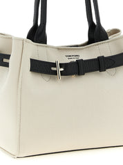 Tom Ford White/Black Cotton and Leather Shopping Bag