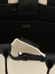 Tom Ford White/Black Cotton and Leather Shopping Bag