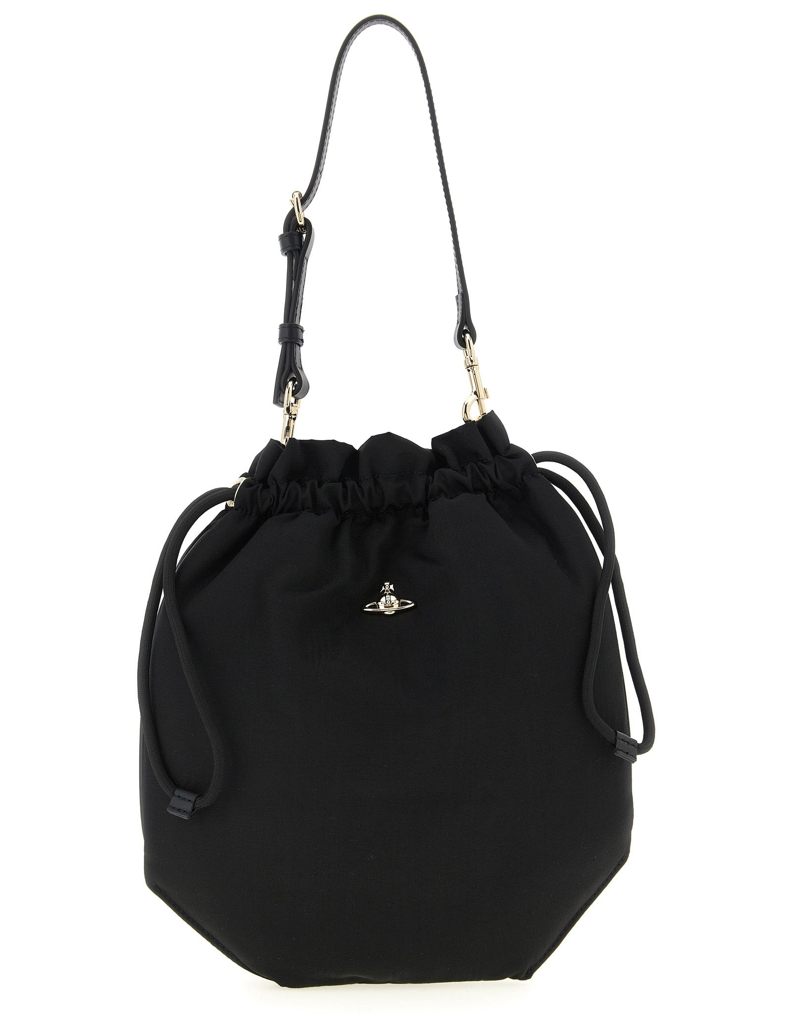 Vivienne Westwood Black Viscose Drawstring Pouch Handbag