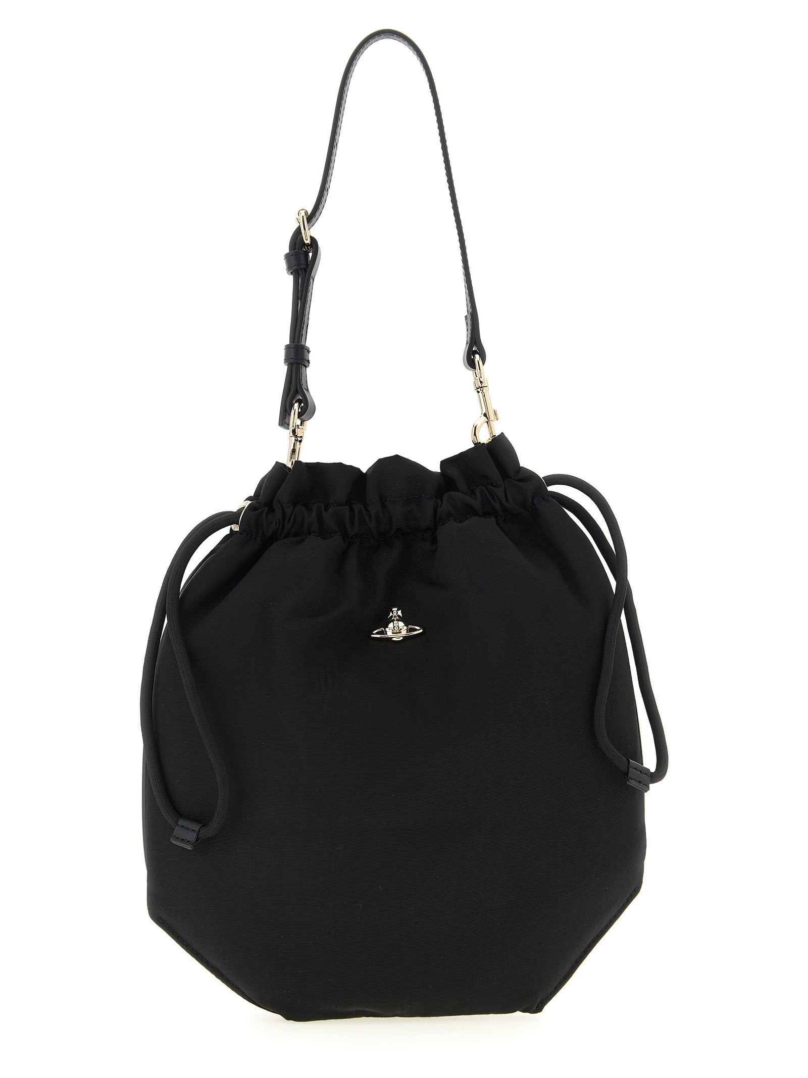 Vivienne Westwood Black Viscose Drawstring Pouch Handbag