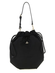Vivienne Westwood Black Viscose Drawstring Pouch Handbag