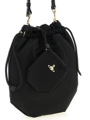 Vivienne Westwood Black Viscose Drawstring Pouch Handbag