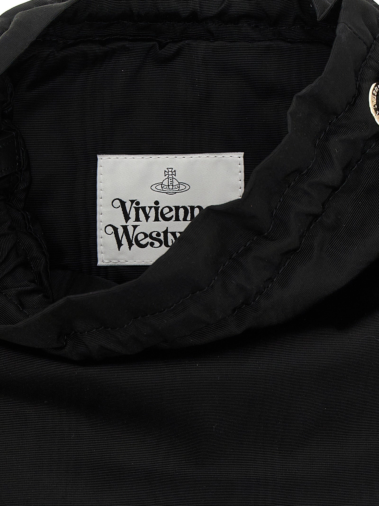Vivienne Westwood Black Viscose Drawstring Pouch Handbag