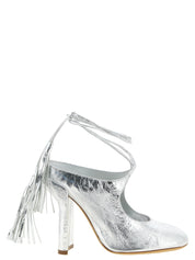 Dries Van Noten Silver Lamb Leather High-Heel Pumps