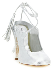 Dries Van Noten Silver Lamb Leather High-Heel Pumps