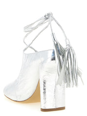 Dries Van Noten Silver Lamb Leather High-Heel Pumps