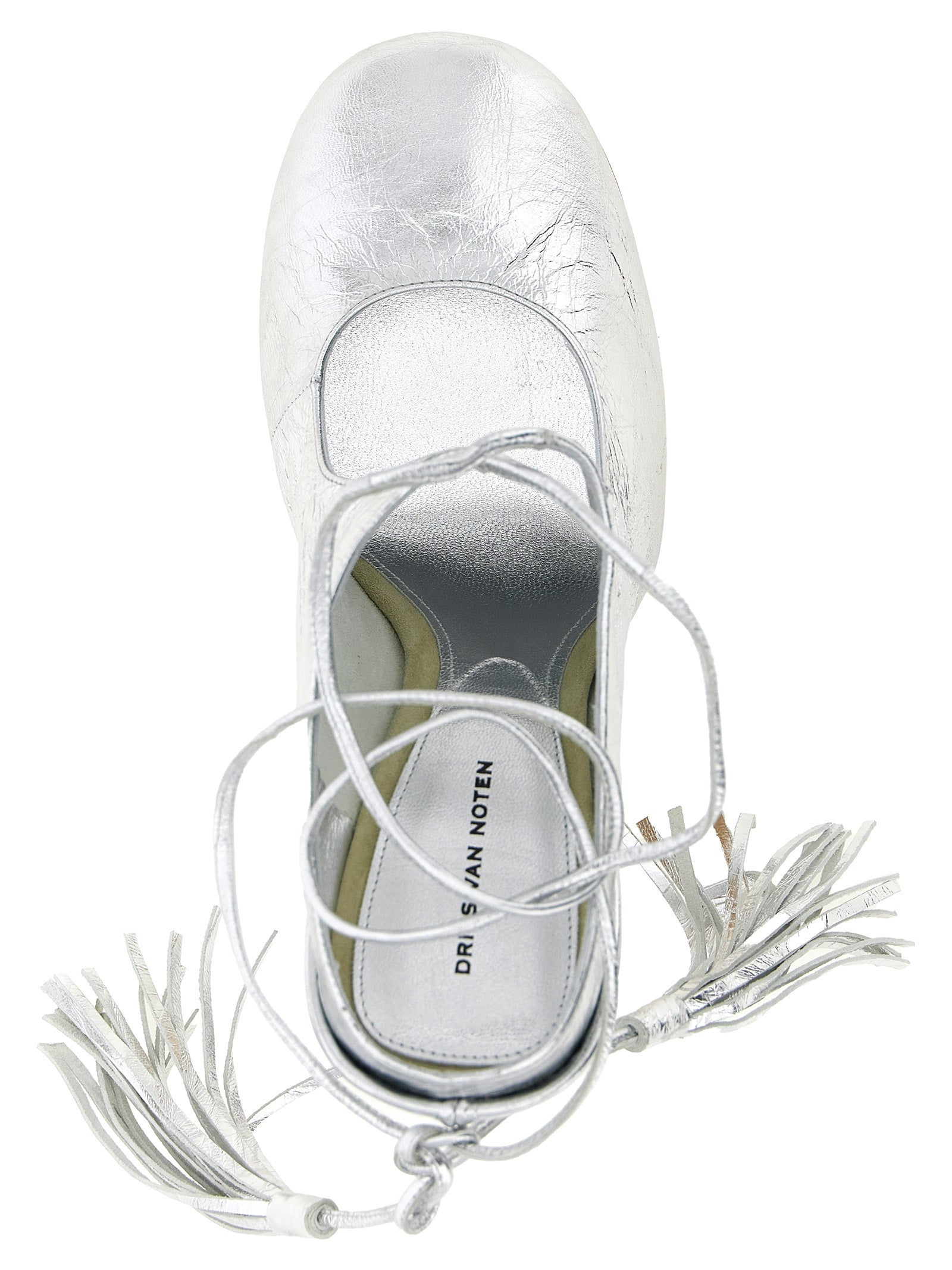 Dries Van Noten Silver Lamb Leather High-Heel Pumps