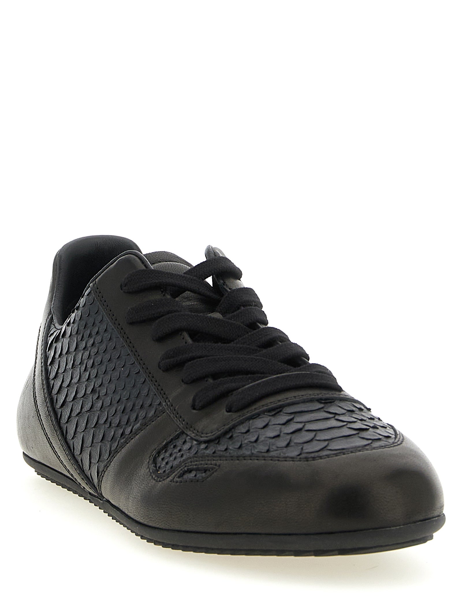 Rick Owens Black Lamb Leather Low Top Sneakers