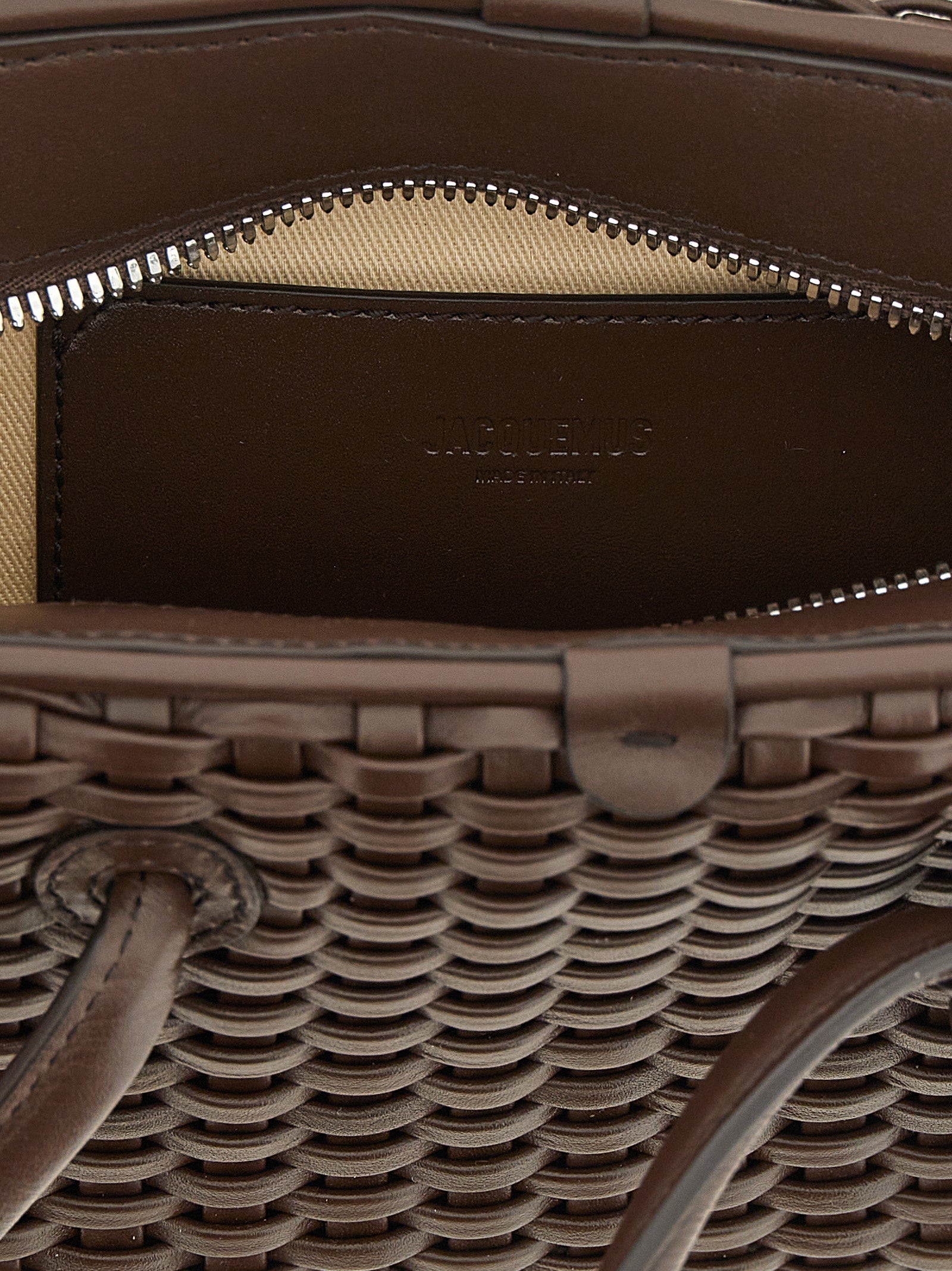 Jacquemus Brown Cotton Le Petit Turismo Bowling Handbag