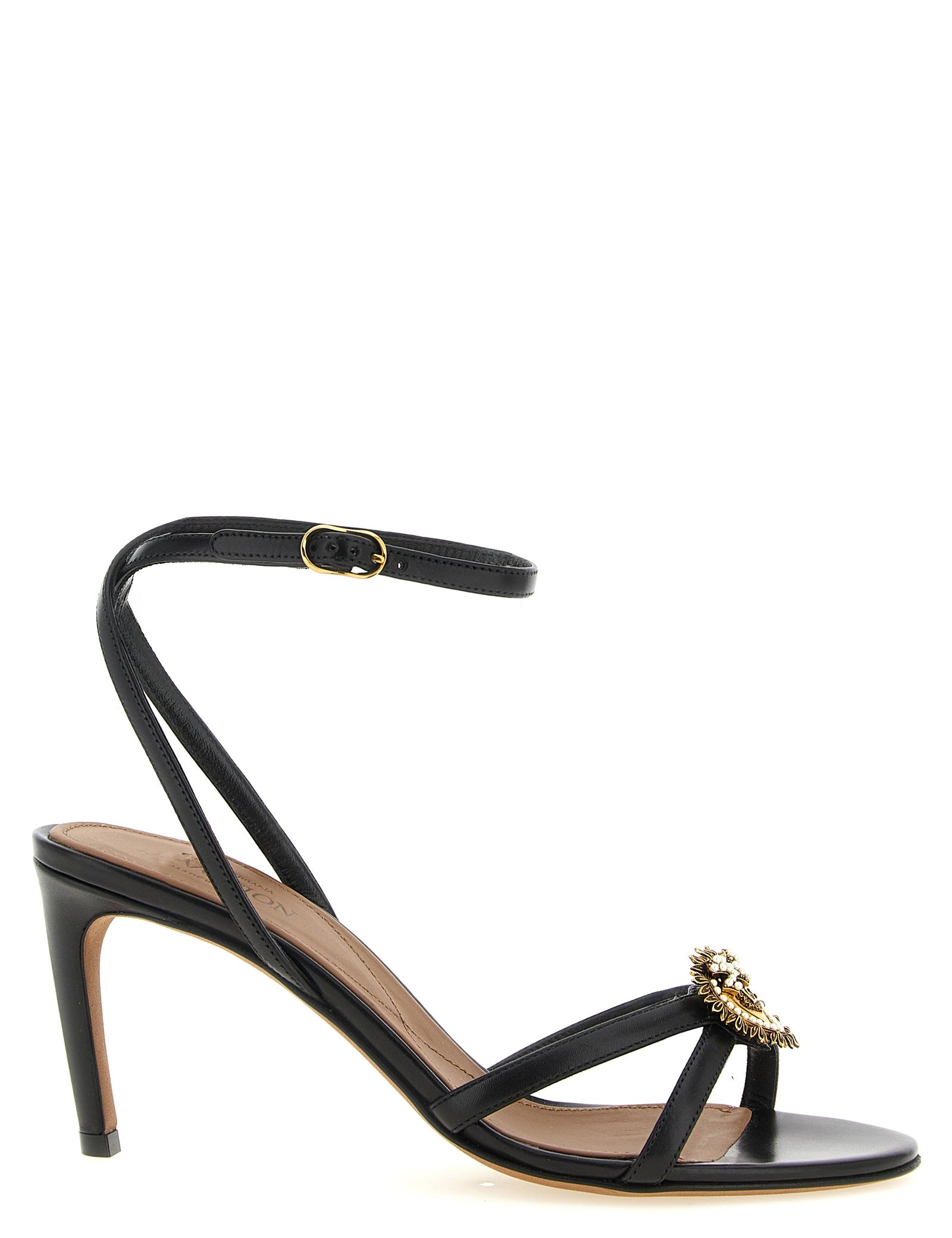 Dolce & Gabbana Black Calfskin Stiletto Heel Sandals