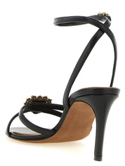 Dolce & Gabbana Black Calfskin Stiletto Heel Sandals