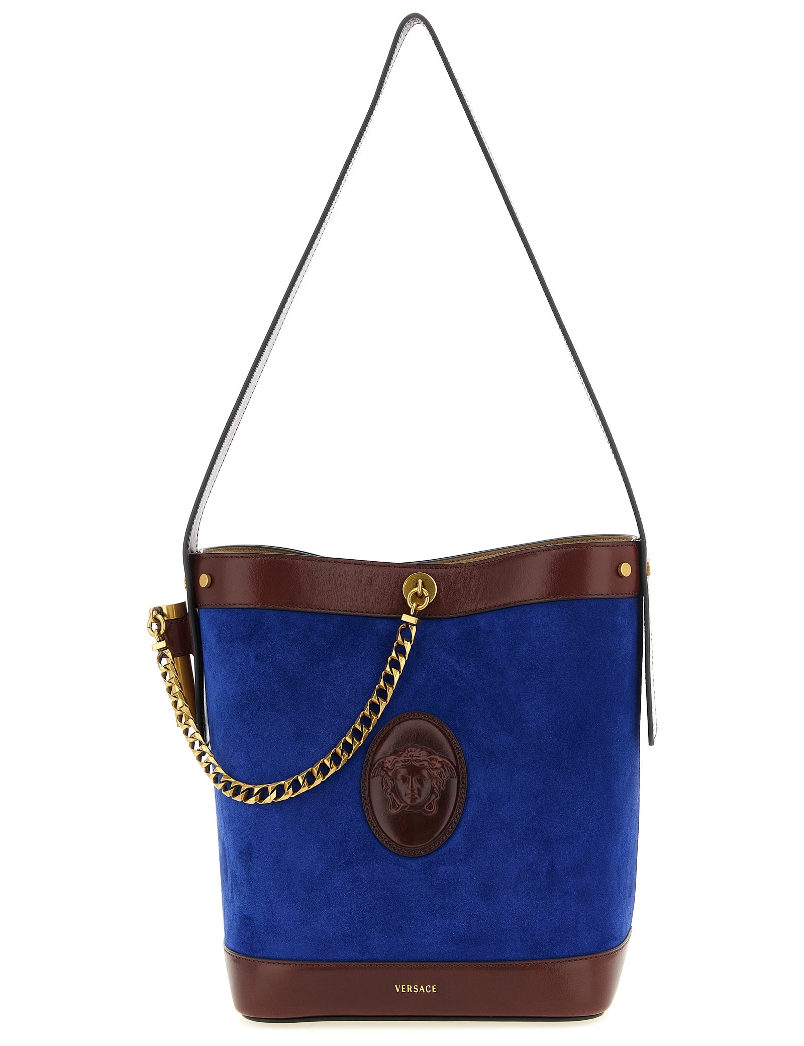 Versace Blue Calfskin Shoulder Bag