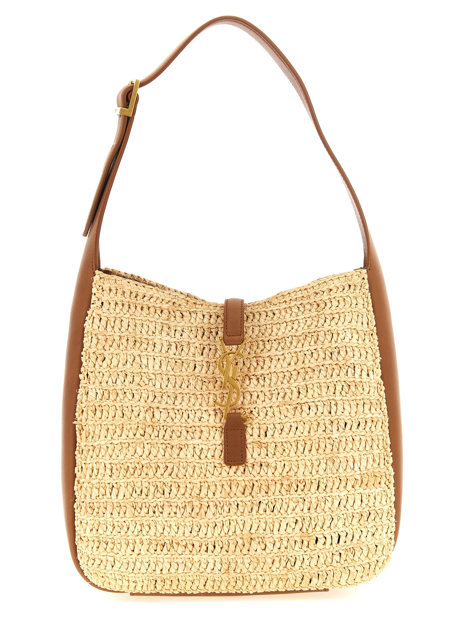 Saint Laurent Beige Raffia Shoulder Bag