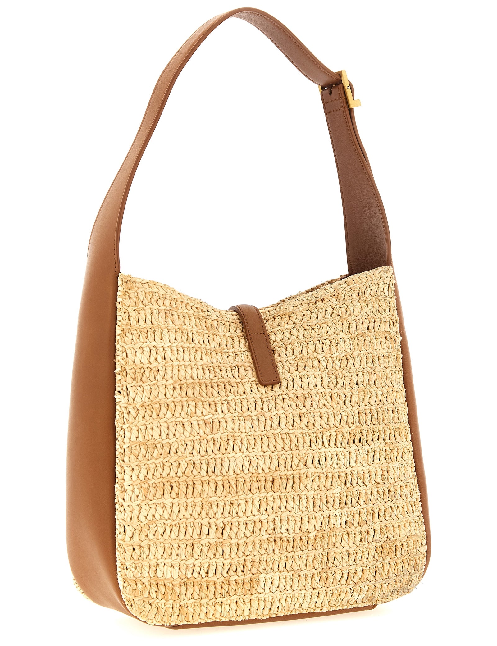 Saint Laurent Beige Raffia Shoulder Bag