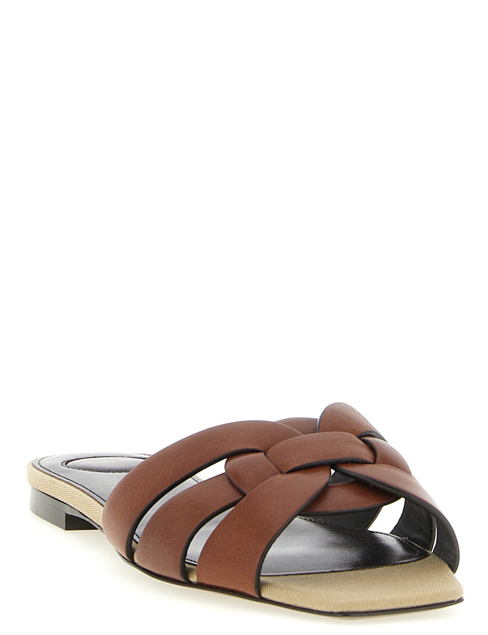 Saint Laurent Brown Calfskin Slides