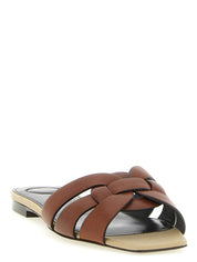 Saint Laurent Brown Calfskin Slides