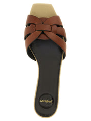 Saint Laurent Brown Calfskin Slides