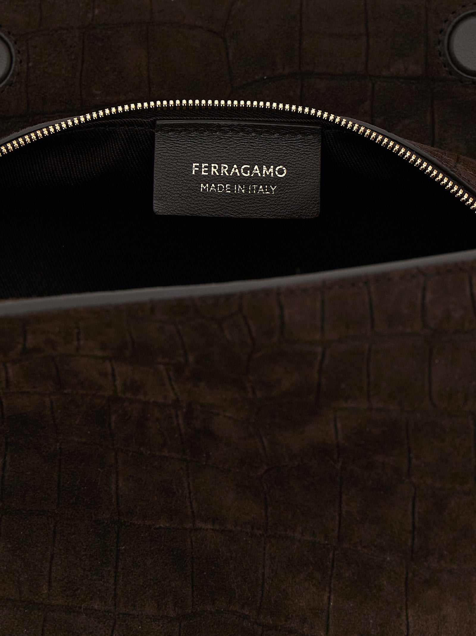 Ferragamo Brown Goatskin Shoulder Bag