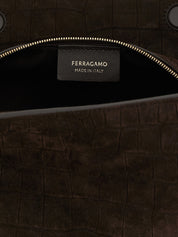 Ferragamo Brown Goatskin Shoulder Bag
