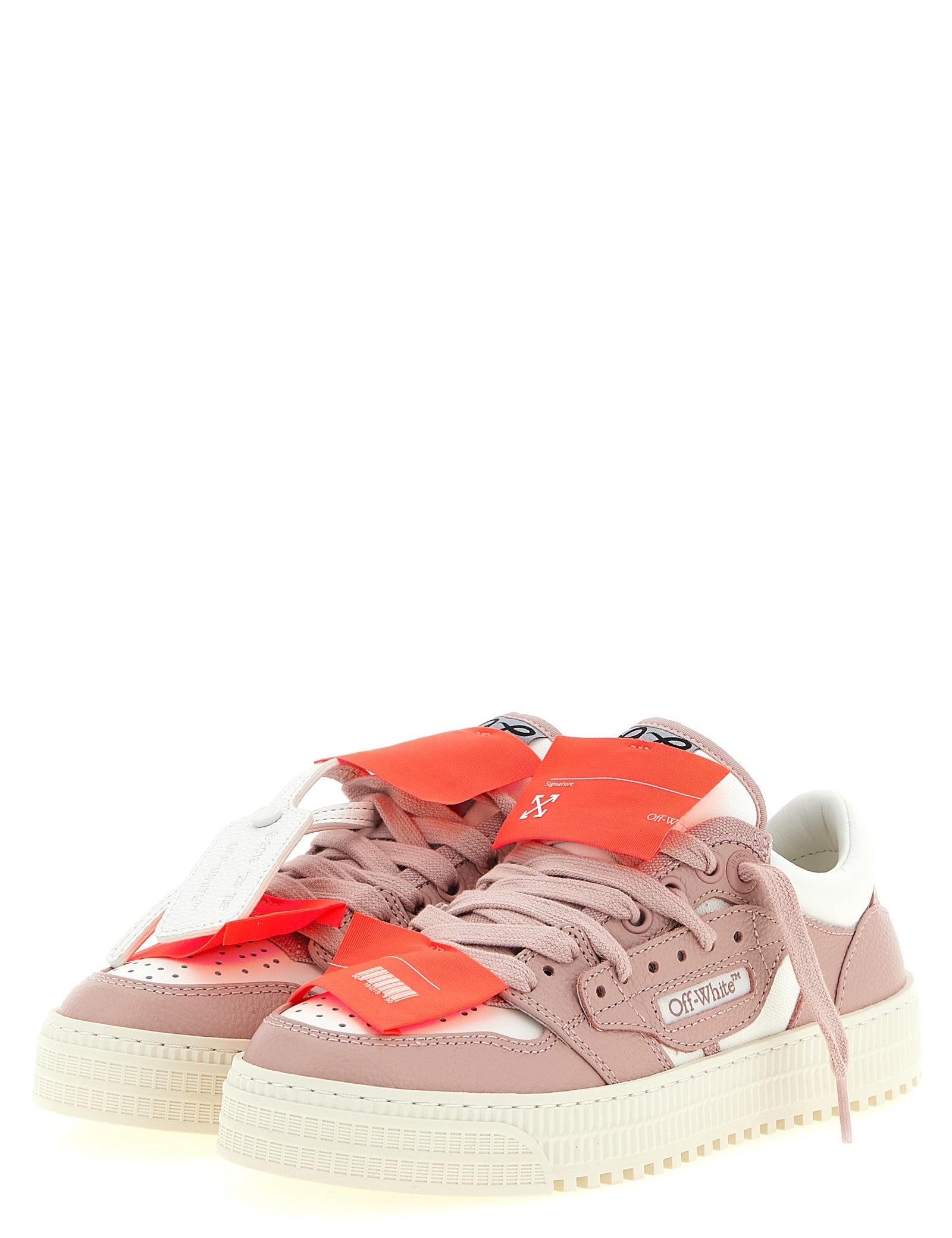 Off-White Pink Multicolor Leather Low-Top Sneakers