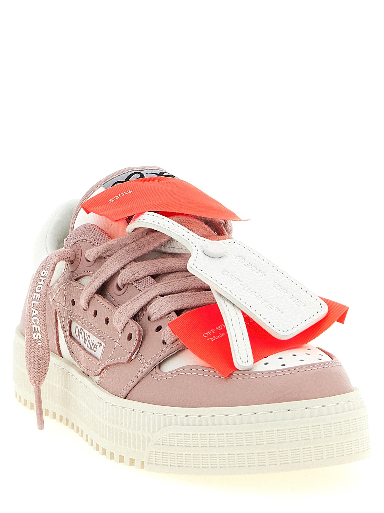 Off-White Pink Multicolor Leather Low-Top Sneakers