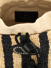 Valentino Garavani Black Straw Small Bucket Bag