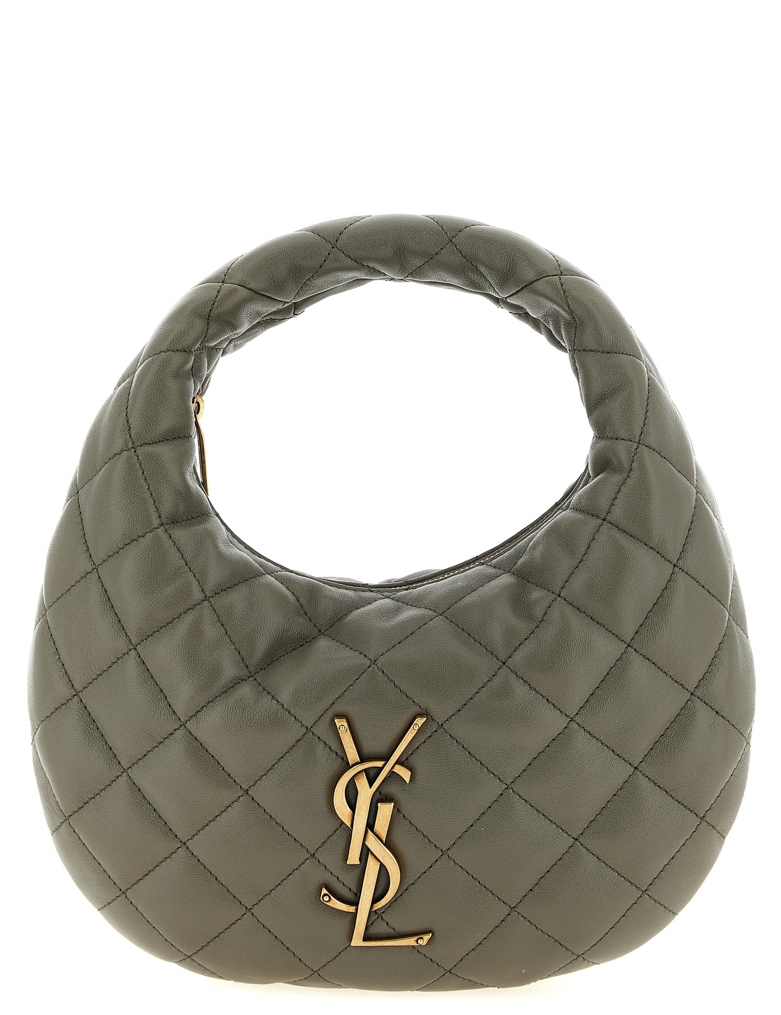 Saint Laurent Gray Lamb Leather Handbag