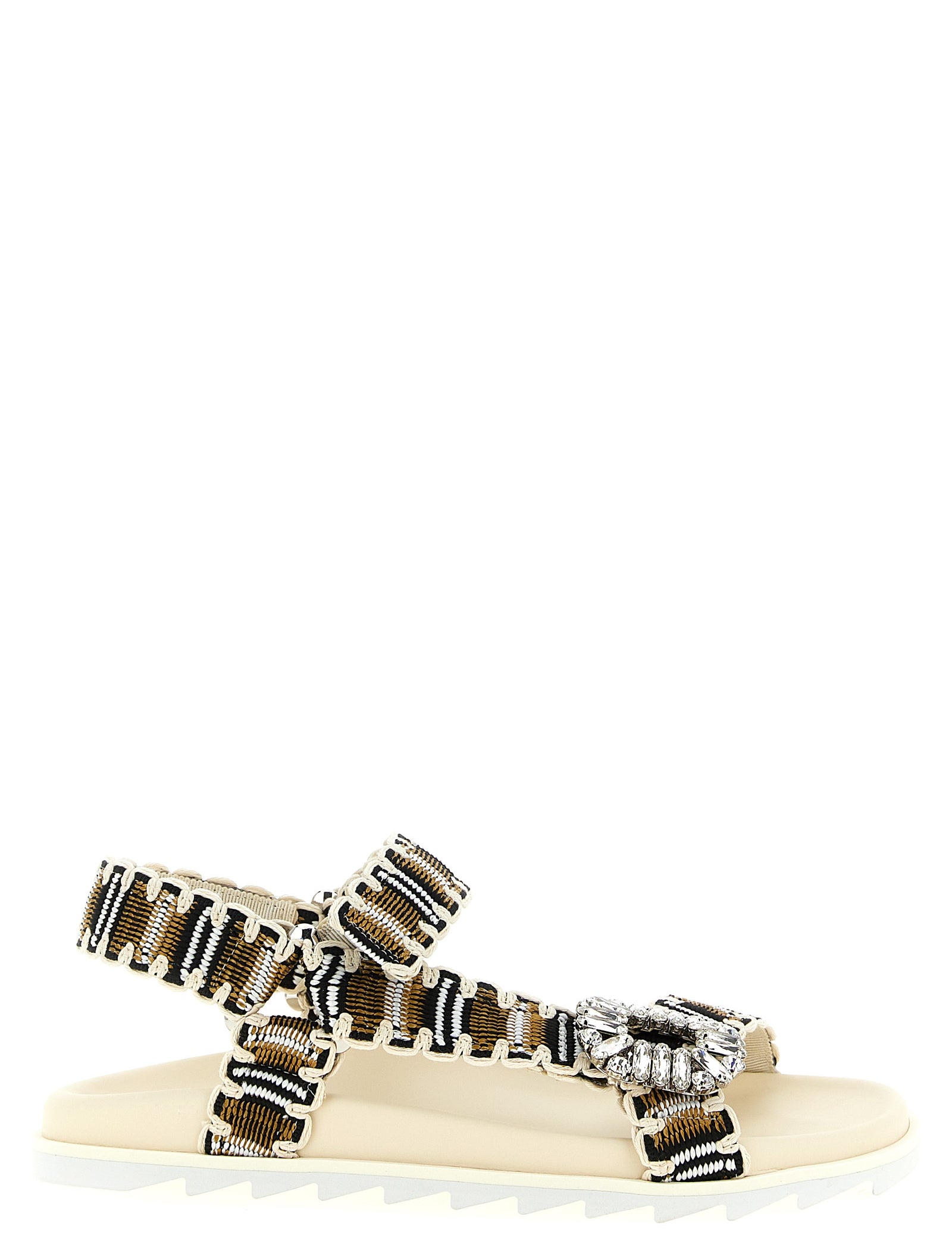 Roger Vivier Multicolor Woven Flat Sandals