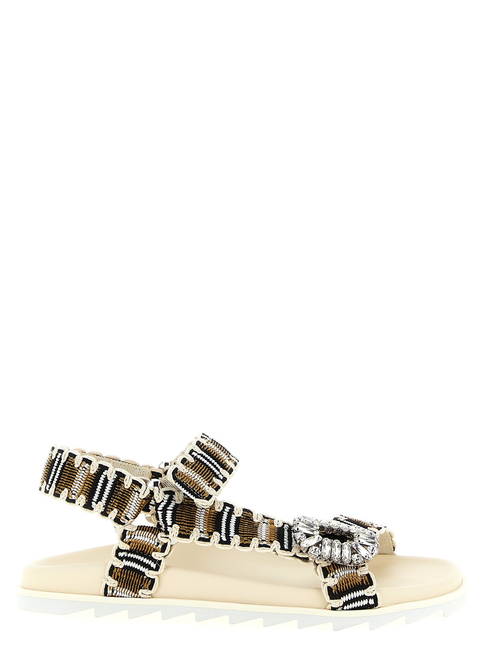Roger Vivier Multicolor Woven Flat Sandals