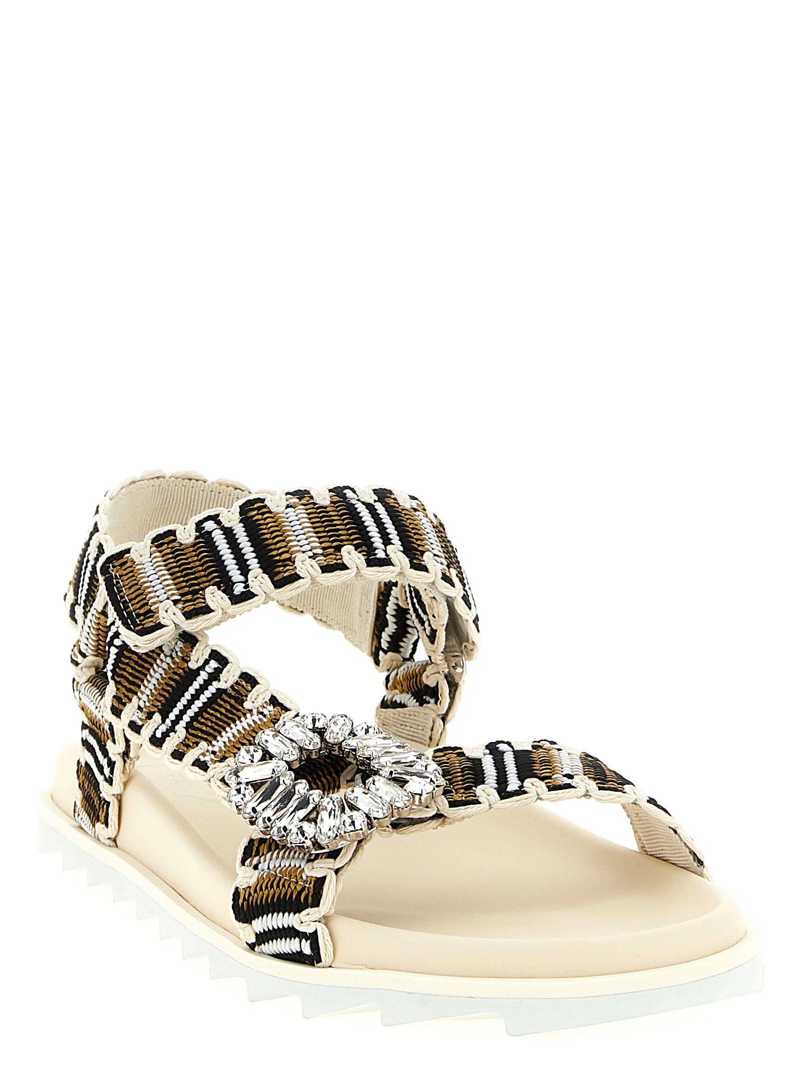 Roger Vivier Multicolor Woven Flat Sandals