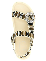 Roger Vivier Multicolor Woven Flat Sandals