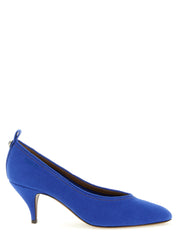 Versace Blue Cotton Denim Mid Heel Pumps