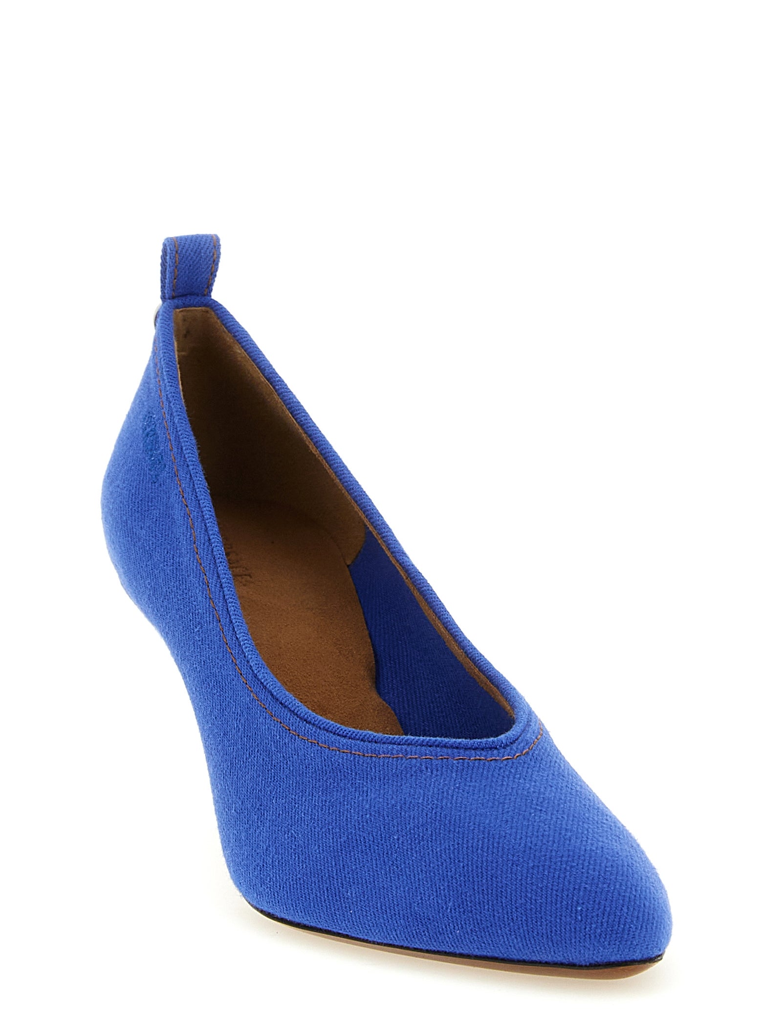 Versace Blue Cotton Denim Mid Heel Pumps