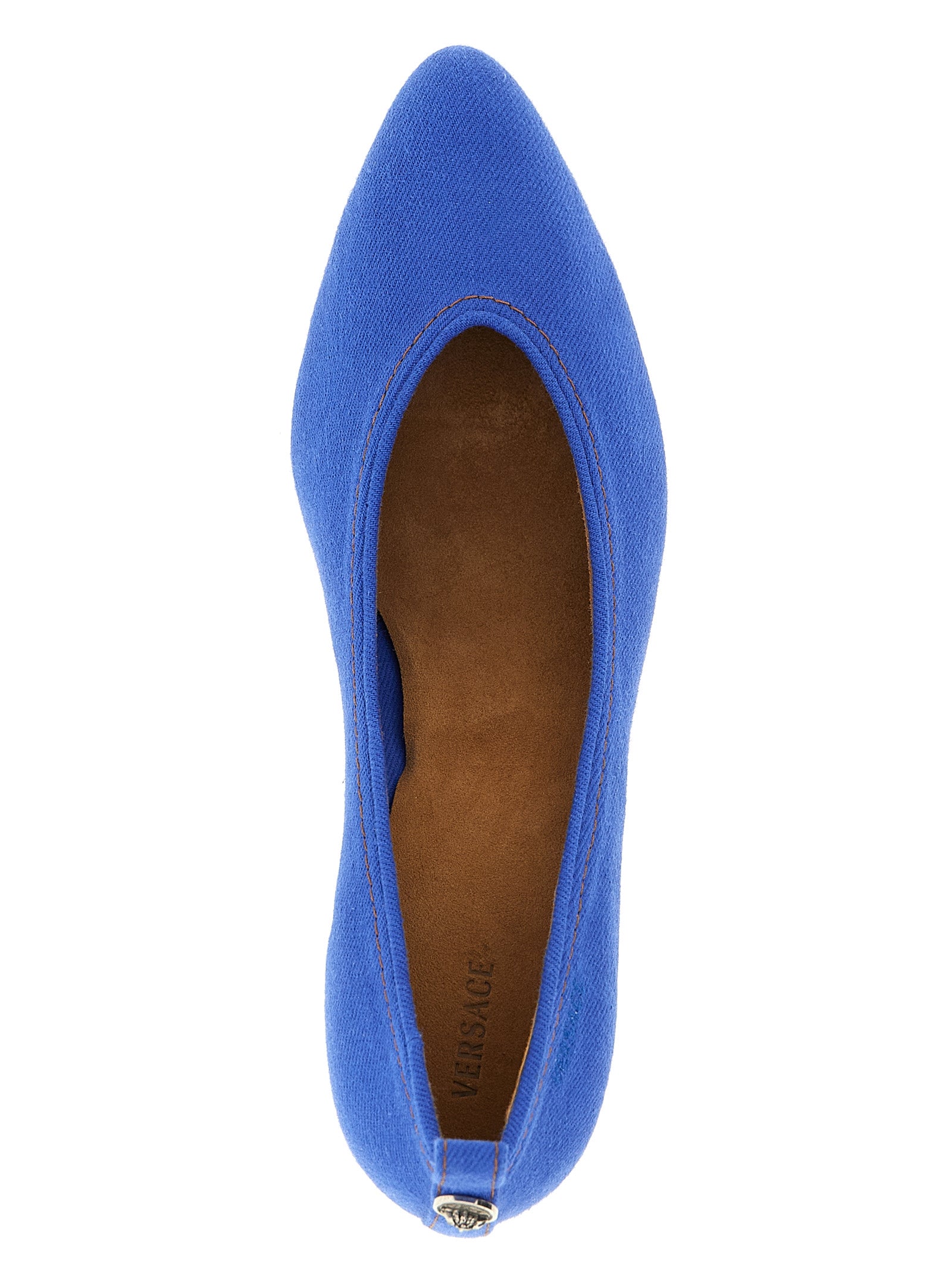 Versace Blue Cotton Denim Mid Heel Pumps
