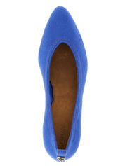 Versace Blue Cotton Denim Mid Heel Pumps