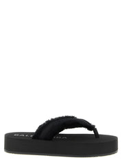 Balenciaga Black Viscose Slides