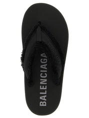 Balenciaga Black Viscose Slides