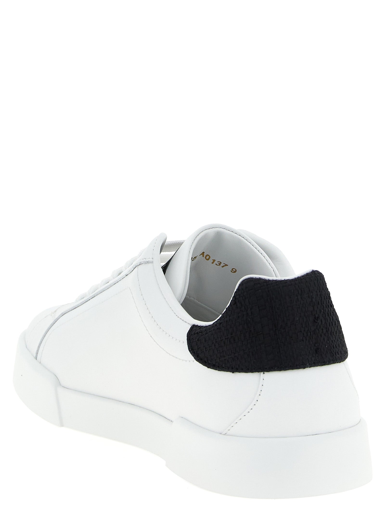 Dolce & Gabbana White/Black Calfskin Low Top Sneakers