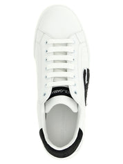 Dolce & Gabbana White/Black Calfskin Low Top Sneakers