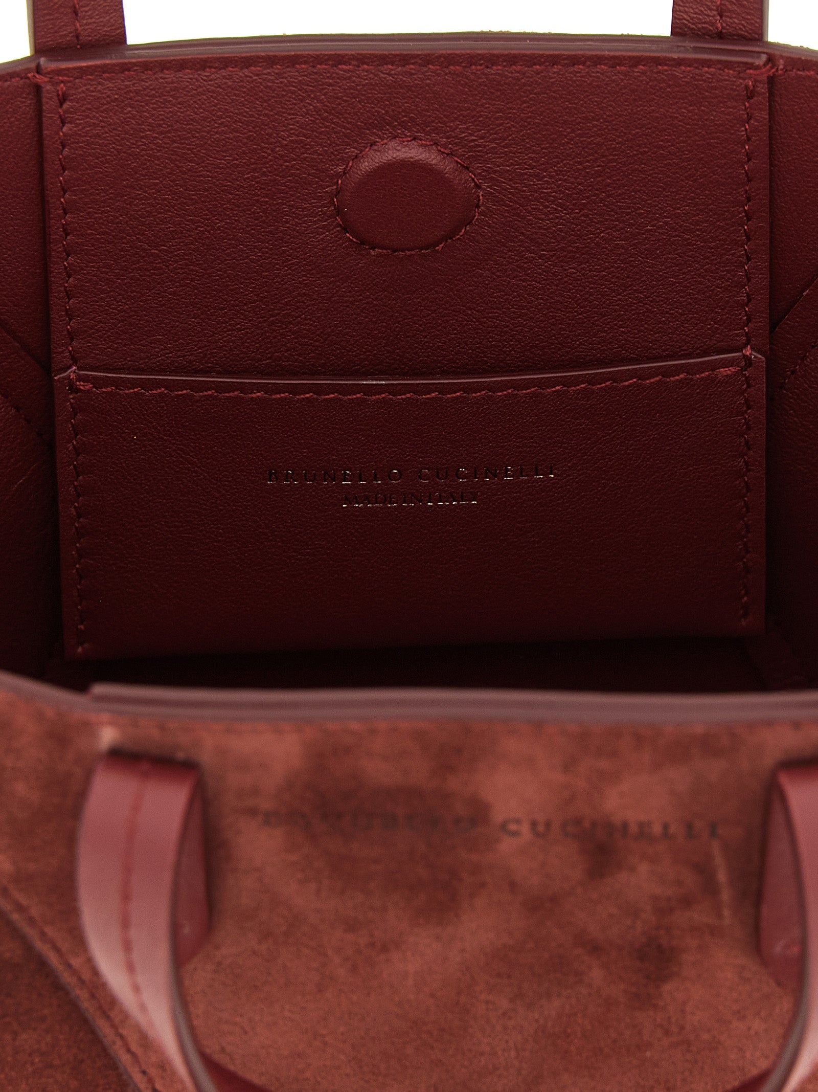 Brunello Cucinelli Bordeaux Calfskin Mini Suede Handbag
