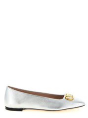 Valentino Garavani Silver Lamb Leather Ballet Flats