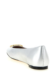 Valentino Garavani Silver Lamb Leather Ballet Flats