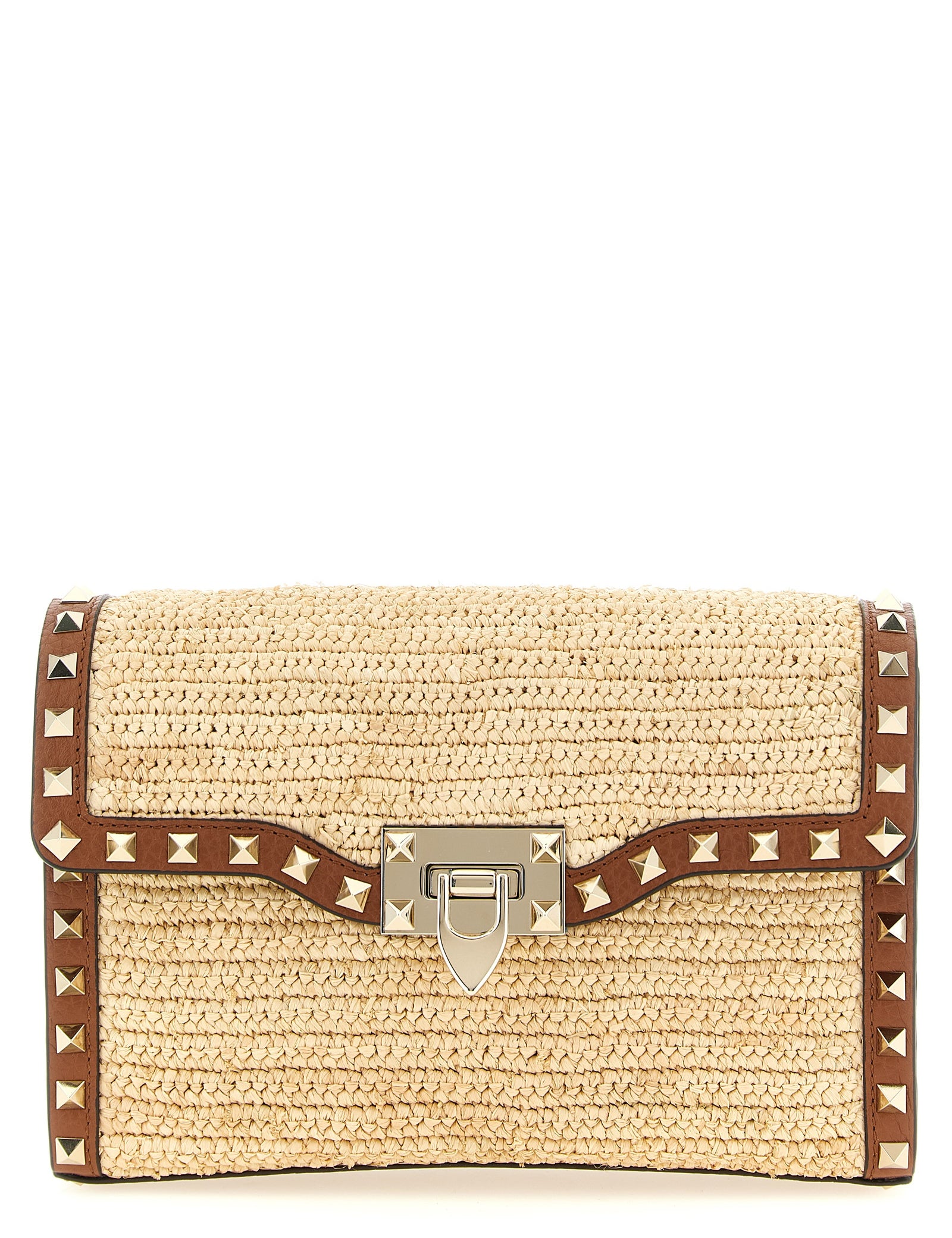 Valentino Garavani Beige Raffia Crossbody Bag