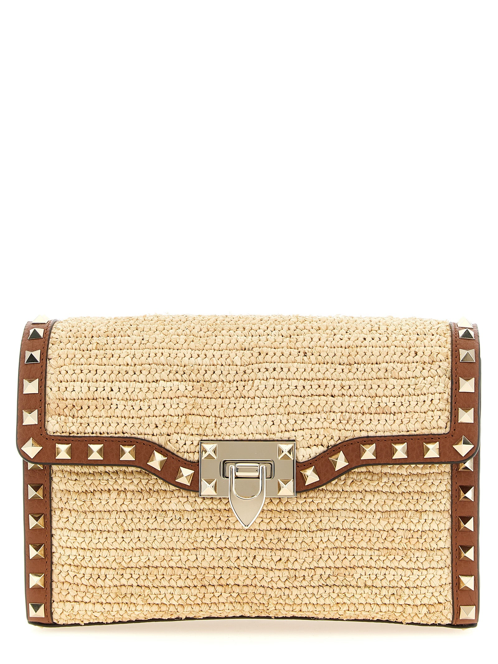 Valentino Garavani Beige Raffia Crossbody Bag